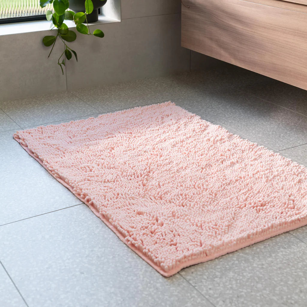 Pure Zone Chenille Noodle Bath Mat Blush Pink 60x90cm