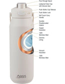 Oasis Ceramic Stainless Steel Triple Wall Insulated Moda Drink Bottle 1Lt - Alabaster