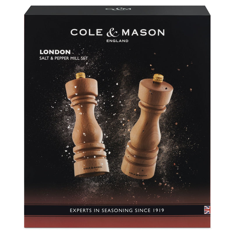 Cole & Mason London Salt and Pepper Mill Gift Set - Natural Beech - 18cm