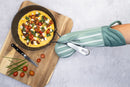 Cuisena Silicone Fabric Oven Glove - Green Stripe