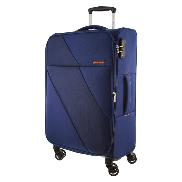Pierre Cardin Soft Shell 4 Wheel Suitcase - Cabin - Navy