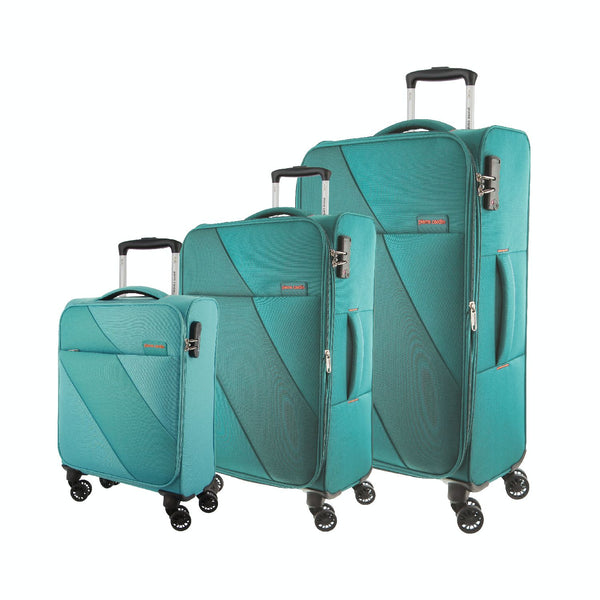 Pierre Cardin Soft Shell 4 Wheel - 3-Piece Luggage Set - Turquoise/Aqua