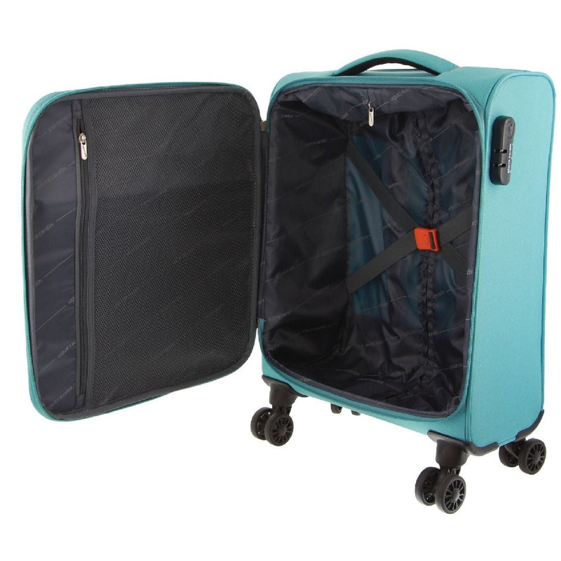 Pierre Cardin Soft Shell 4 Wheel Suitcase - Large - Turquoise/Aqua - Expandable