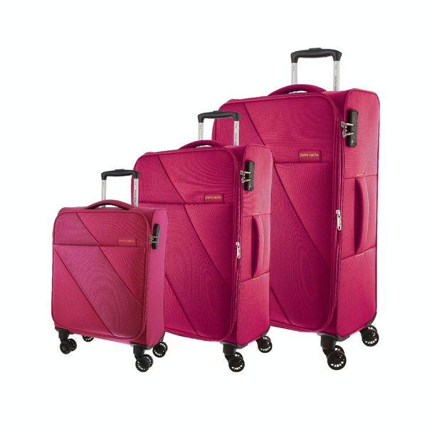 Pierre Cardin Soft Shell 4 Wheel - 3-Piece Luggage Set - Pink