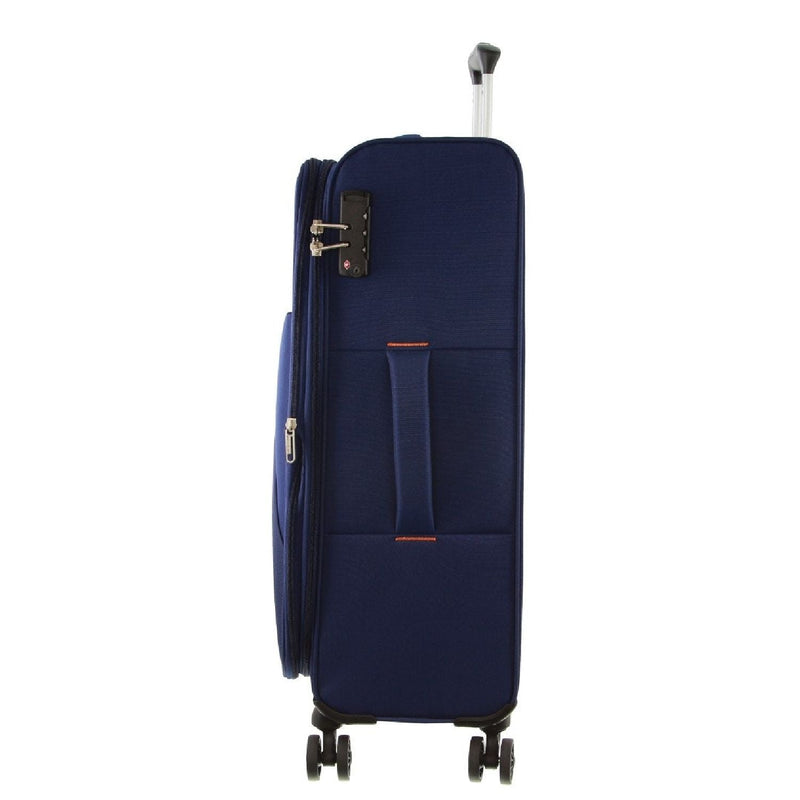 Pierre Cardin Soft Shell 4 Wheel Suitcase - Large - Navy - Expandable
