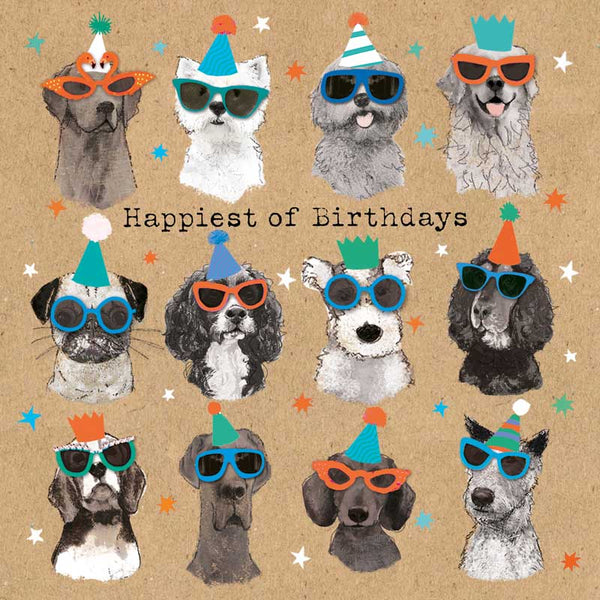 Happiest Of Birthdays - Cool Dogs - Card 15.5x15.5cm