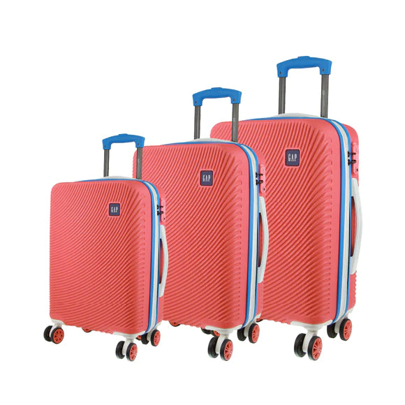 GAP 4 Wheel Hardcase Suitcases Set of 3 - Coral - Expandable