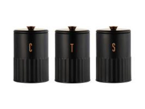 Maxwell & Williams Astor Canisters Set of 3 - 1.35L - Black