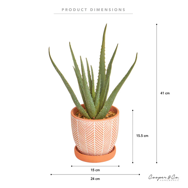 Artificial Aloe Vera Plant In Ceramic Pot - 40cm
