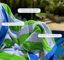 Pure Zone XL Cotton Beach Towel - Cabana Stripe - Blue/Yellow - 90x180cm