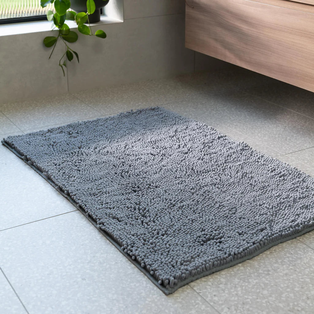 Pure Zone Chenille Noodle Bath Mat Light Grey 60x90cm