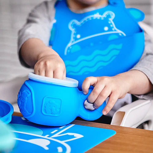 Marcus & Marcus Silicone Snack Bowl - Lucas The Hippo - Blue