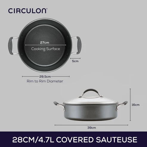 Circulon ScratchDefense A1 Nonstick Induction Covered Sauteuse - 28cm/4.7L
