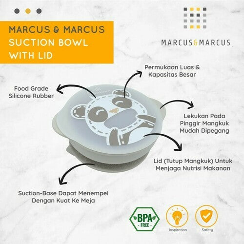 Marcus & Marcus Suction Bowl With Lid - Panda