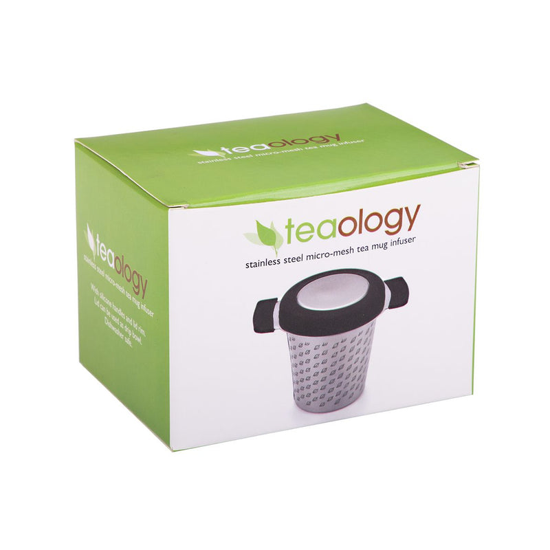 Teaology Stainless Steel Micro-Mesh Tea Mug Infuser With Lid - Black
