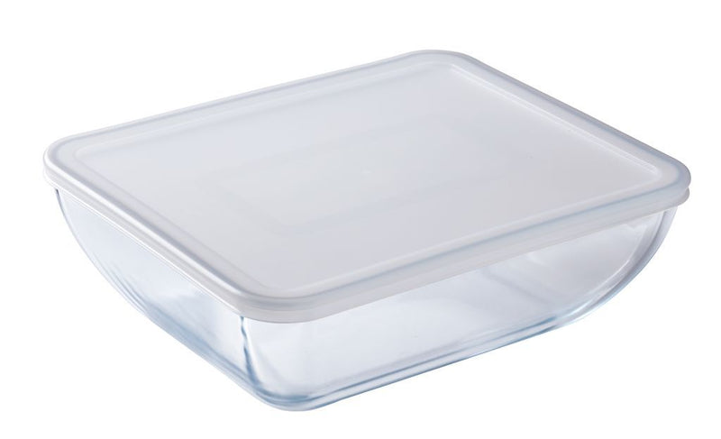 O'Cuisine Rectangular Tempered Borosilicate Glass Dish With Storage Lid - 25x19x8cm/2.6L (Made in France)