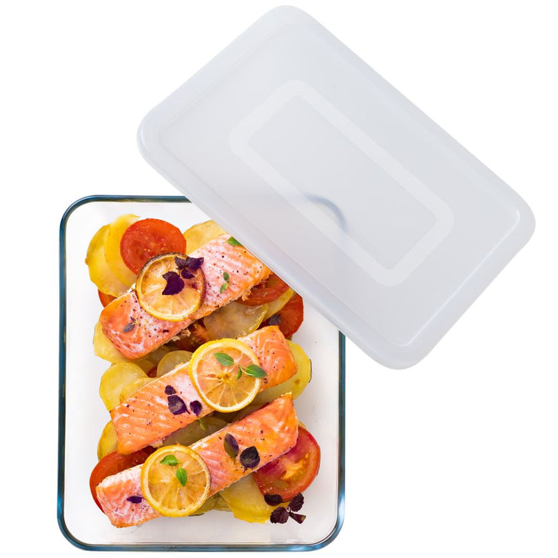O'Cuisine Rectangular Tempered Borosilicate Glass Dish With Storage Lid - 22x17x6cm/1.3L (Made in France)