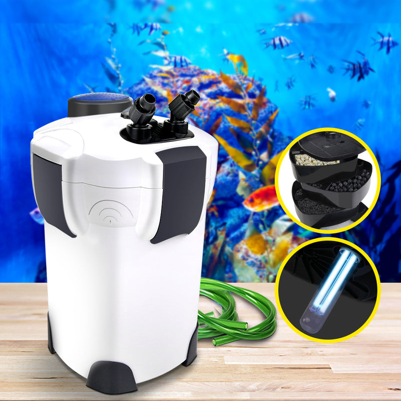 Aquarium External Canister Filter Tank UV Light with Media Kit 2400L/H
