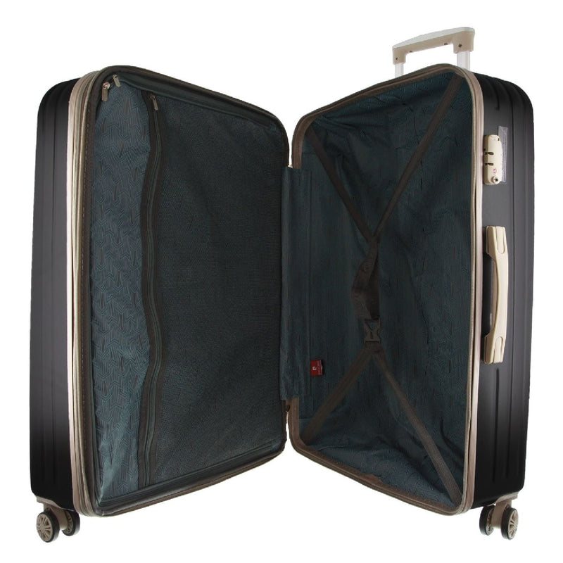 Pierre Cardin Hard Shell 4 Wheel Suitcase - Medium - Black - Expandable