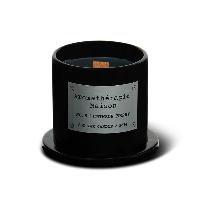 Le Desire Aromatherapie Maison Candle With Glass Dome Lid & Timber Wick - Crimson Berry - 283gr