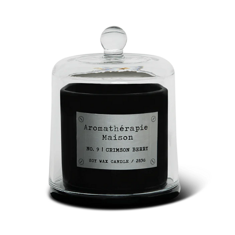 Le Desire Aromatherapie Maison Candle With Glass Dome Lid & Timber Wick - Crimson Berry - 283gr