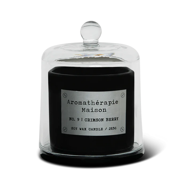 Le Desire Aromatherapie Maison Candle With Glass Dome Lid & Timber Wick - Peach Berry Fig - 283gr