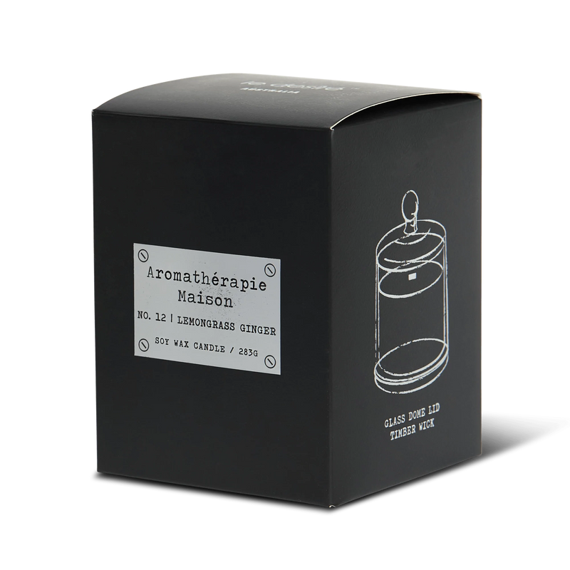 Le Desire Aromatherapie Maison Candle With Glass Dome Lid & Timber Wick - Lemongrass Ginger - 283gr