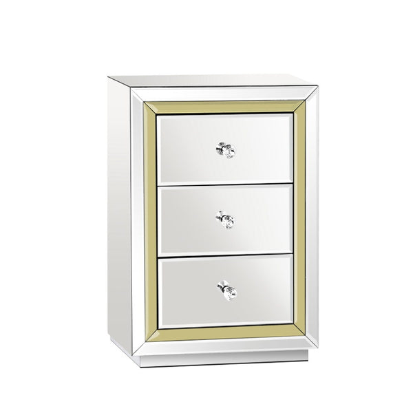 Mirrored Furniture Bedside Table Chest Drawers Gloss Nightstand