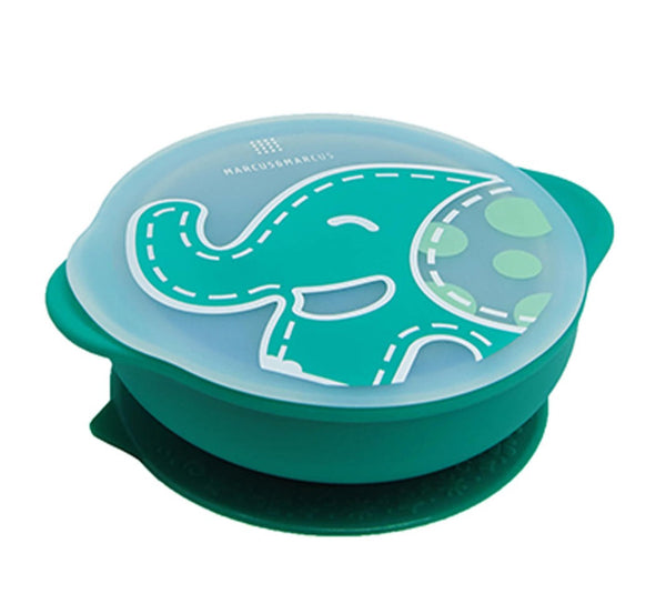 Marcus & Marcus Suction Bowl With Lid - Ollie The Elephant - Green