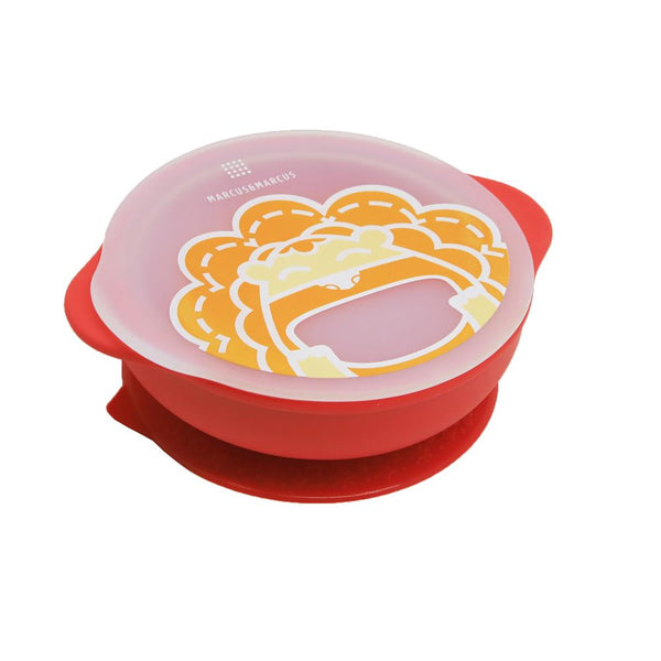 Marcus & Marcus Suction Bowl With Lid - Marcus The Lion Cub - Red