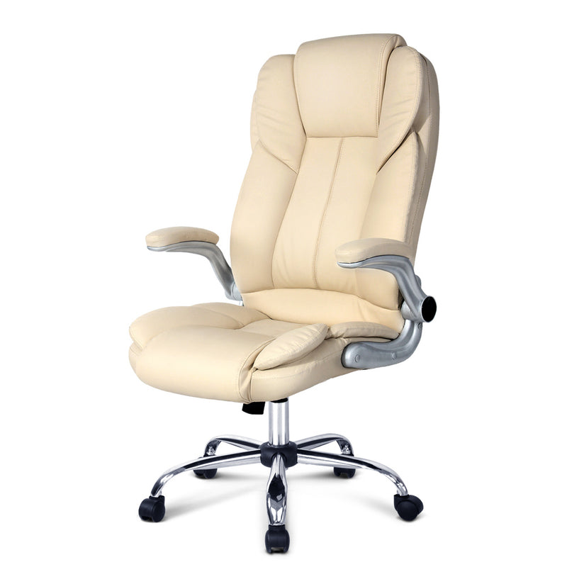 PU Leather Executive Office Desk Chair - Beige
