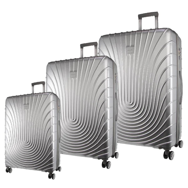 Pierre Cardin Hard Shell 4 Wheel - 3-Piece Luggage Set - Silver