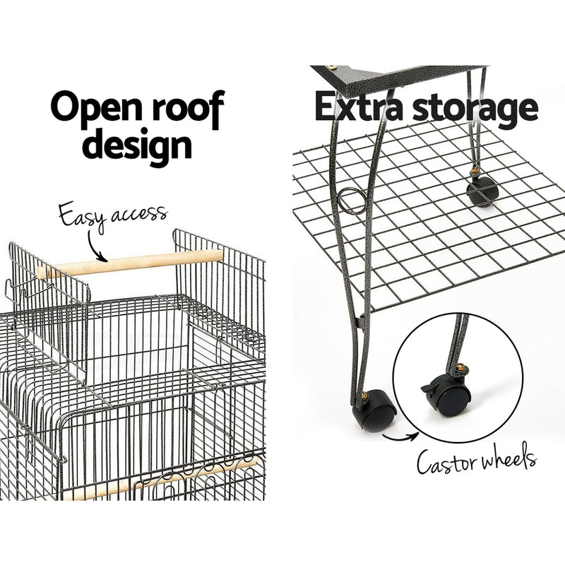 i.Pet Bird Cage with Perch - Large - Black