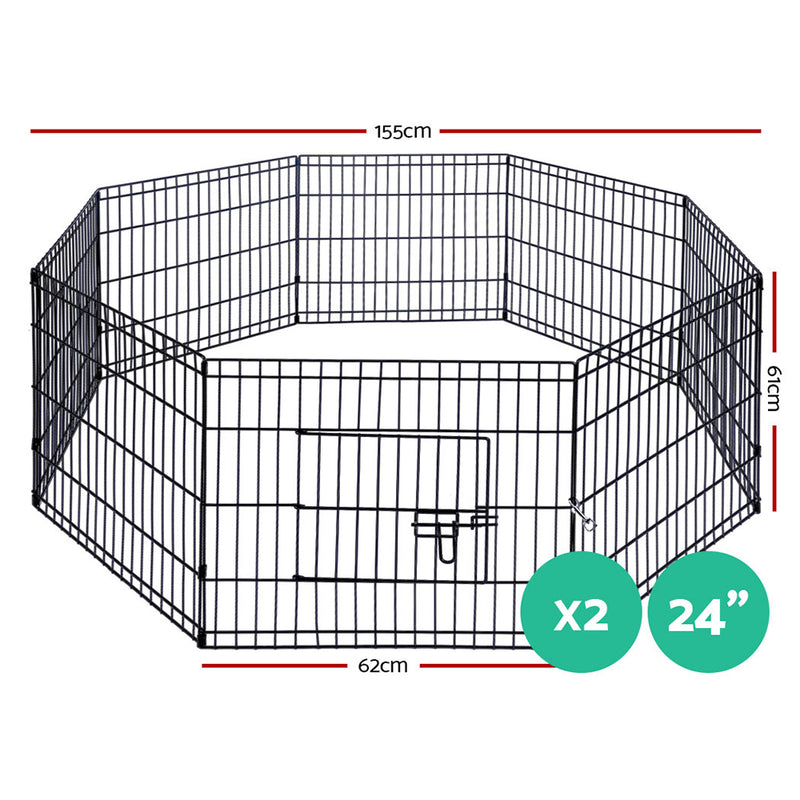 i.Pet 2X24" 8 Panel Pet Dog Puppy Exercise Cage Enclosure Fence Play Pen