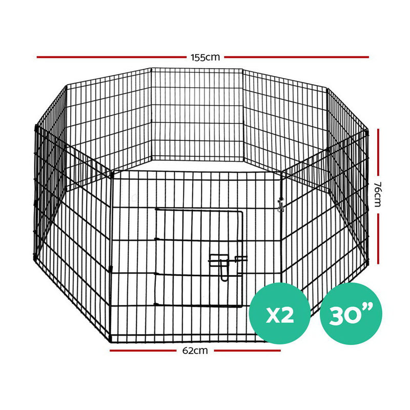 i.Pet 2X30" 8 Panel Pet Dog Playpen Puppy Exercise Cage Enclosure Fence