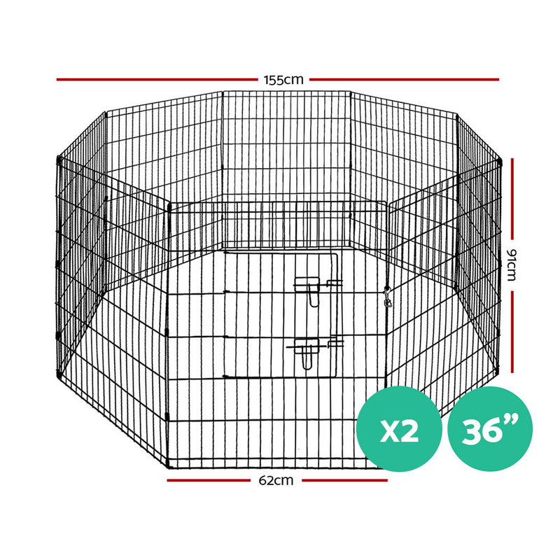 i.Pet 2X36" 8 Panel Pet Dog Playpen Puppy Exercise Cage Enclosure Fence