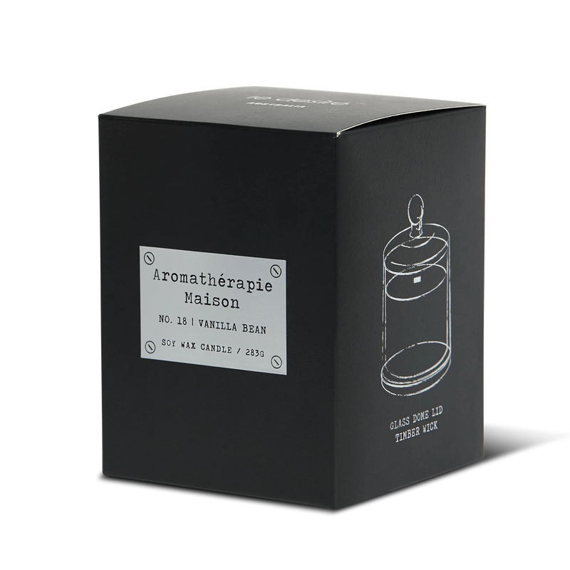 Le Desire Aromatherapie Maison Candle With Glass Dome Lid & Timber Wick - Vanilla Bean - 283gr