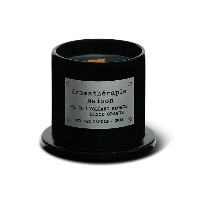 Le Desire Aromatherapie Maison Candle With Glass Dome Lid & Timber Wick - Volcano Flower Blood Orange - 283gr