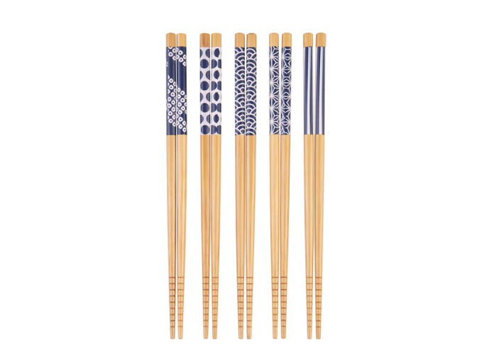 D.Line Bamboo Chopsticks Blue & White - Set of 5