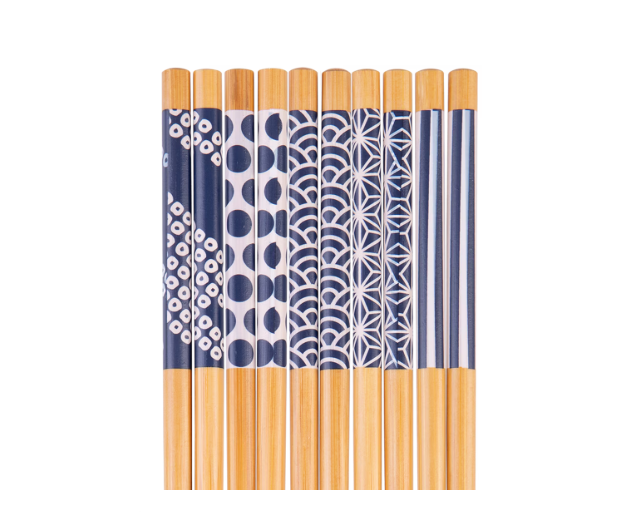 D.Line Bamboo Chopsticks Blue & White - Set of 5