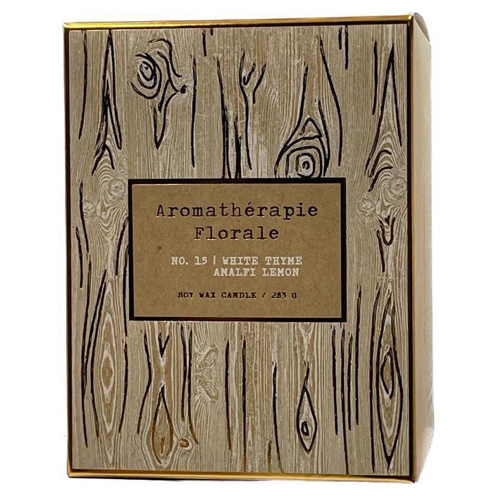 Le Desire Aromatherapie Florale Soy Candle With Glass Dome Lid & Timber Wick - White Thyme Amalfi Lemon - 283gr