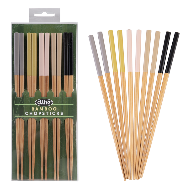 D.Line Bamboo Chopsticks - Set of 5 - Assorted Colours pack