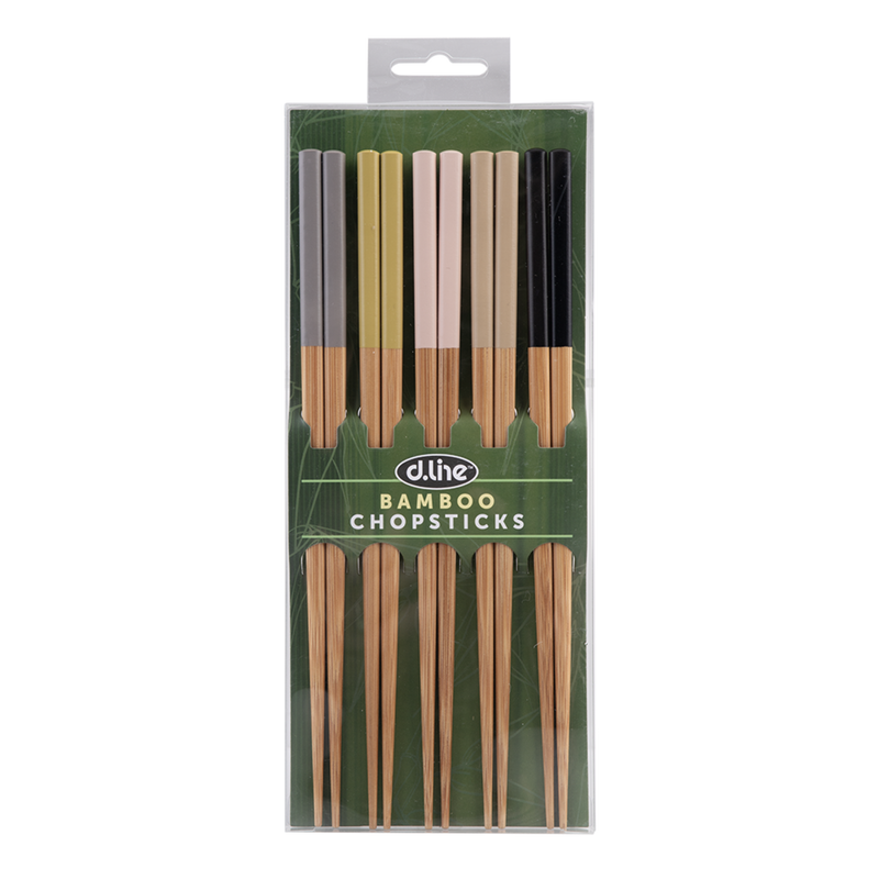 D.Line Bamboo Chopsticks - Set of 5 - Assorted Colours pack
