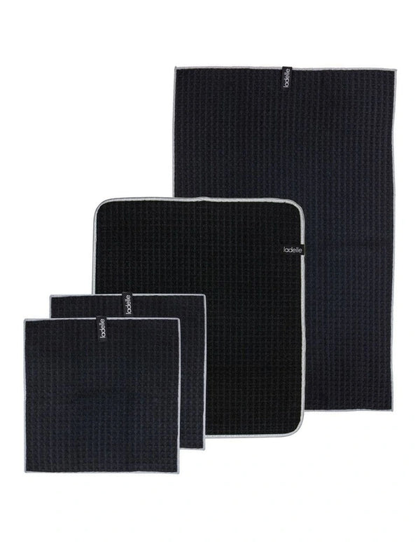 Ladelle Mega Waffle Microfibre Kitchen Set - Black