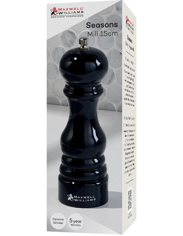 Maxwell & Williams Seasons Salt/Pepper Mill 15cm - Black - Gift Boxed