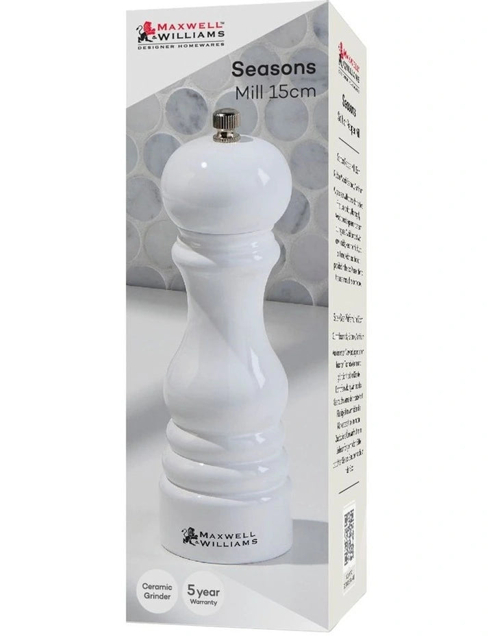 Maxwell & Williams Seasons Salt/Pepper Mill 15cm - White - Gift Boxed