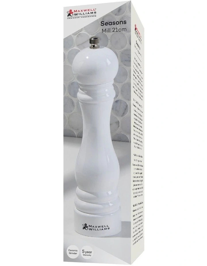 Maxwell & Williams Seasons Salt/Pepper Mill 21cm - White - Gift Boxed