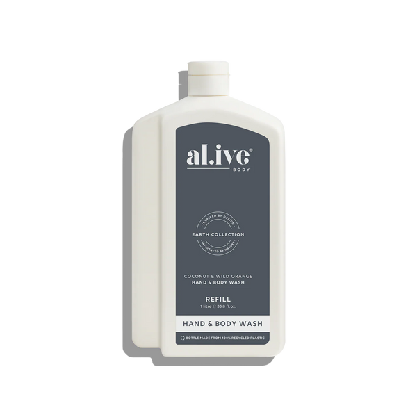 al.ive Hand & Body Wash Refill 1L - Coconut & Wild Orange (Made in Australia)