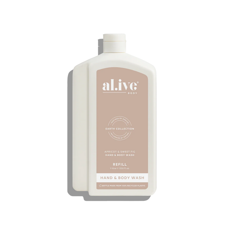 al.ive Hand & Body Wash Refill 1L - Apricot & Sweet Fig (Made in Australia)