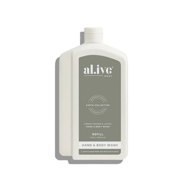 al.ive Hand & Body Wash Refill 1L - Green Pepper & Lotus (Made in Australia)